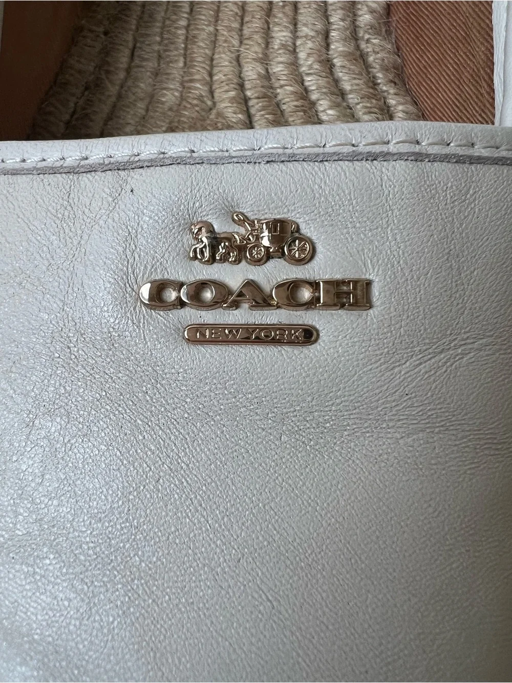 Coach Rhodelle Cream Leather Espadrille Flats Size in Size 7B
